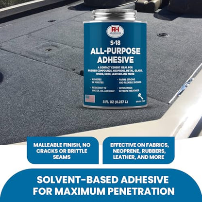 S-18 All-Purpose Adhesive 8 oz - Contact Cement for Headliner & Upholstery - size: 8 oz