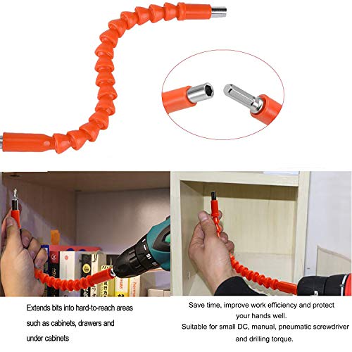 Flexible Drill Bit Extension, 1/4 Hex Shank Drill Extension 21 PCS - color: Orange