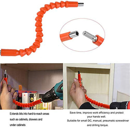 Flexible Drill Bit Extension, 1/4 Hex Shank Drill Extension 21 PCS - color: Orange