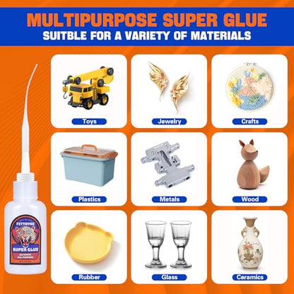 Super Glue Clear 30 g(1.06 oz.), Strong Fast Drying Waterproof Liquid Adhesive for Plastic, Metal, Wood, Rubber, Ceramic, Leather Repair,Rhinestone Jewelry, DIY Crafts Glue for the Office - style: Super Glue