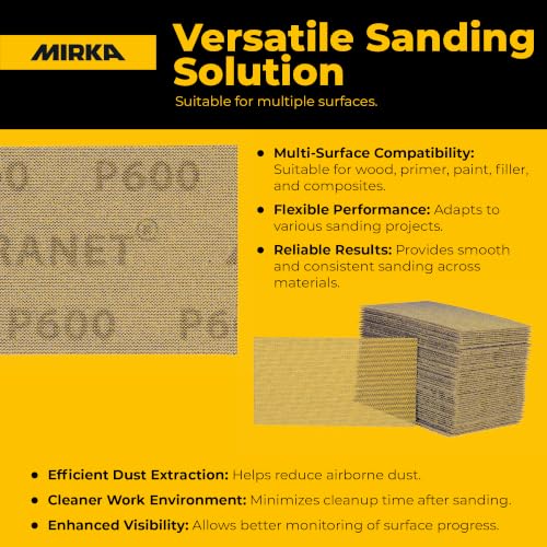 Mirka Abranet 2.75x5 Inch 600 Grit Mesh Sanding Sheets Hook & Loop, 50 Pack - size: Grit 600