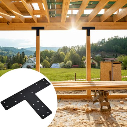 T Post Bracket for 4x4 Lumber, 14" x 10" Heavy Duty Steel Mending Plate, Pergola T Beam Truss Bracket, Post to Beam Connectors, Thickness 1/8" (3mm) - size: 14" x 10"