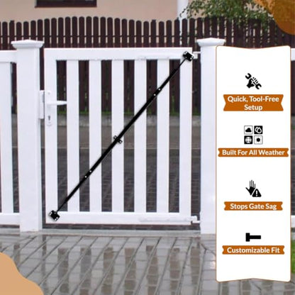FEBTECH - Adjustable 8' Telescopic Gate Brace – 68"-96" Anti-Sag Support