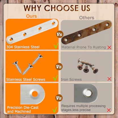 4.8 inch Flat Bracket Straight Brace Mending Plates, 10 PCS - color: Brushed Nickel, size: 10 Pcs / 4.8 x 0.8 in