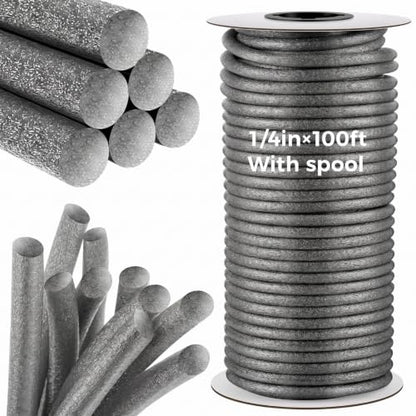 MotiMind Foam Backer Rod for Gap, 1/4 Inch X 100 ft, Gray, 1 Roll - color: Gray, size: 1/4 Inch X 100 ft