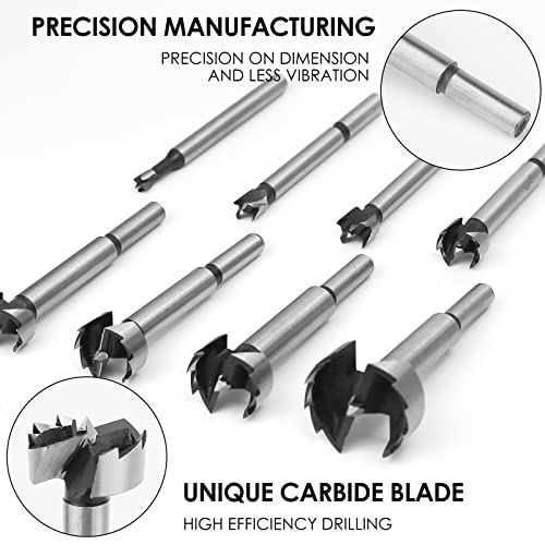 BAIDETS Forstner Bit Set 8Pcs - Forstner Bit Wood Drilling, Forstner Drill Bit with Center Positioning - size: 8 PCS