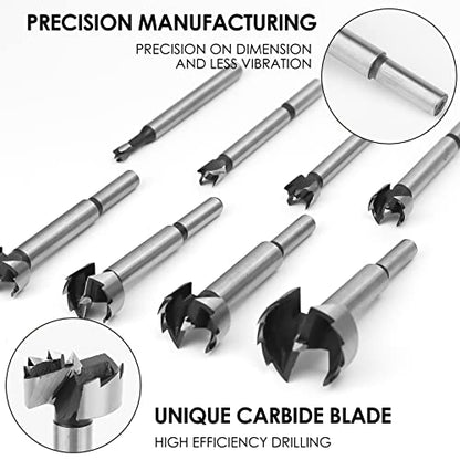 BAIDETS Forstner Bit Set 8Pcs - Forstner Bit Wood Drilling, Forstner Drill Bit with Center Positioning - size: 8 PCS