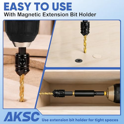 Countersink Drill Bit Set, 12 PCS Tapered Drill Bits Adjustable for Wood - size: 12 PCS