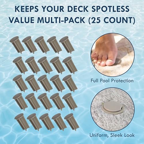 Pool Fence Hole Caps for 1-Inch Poles, Putty, 25 Pack - color: Putty