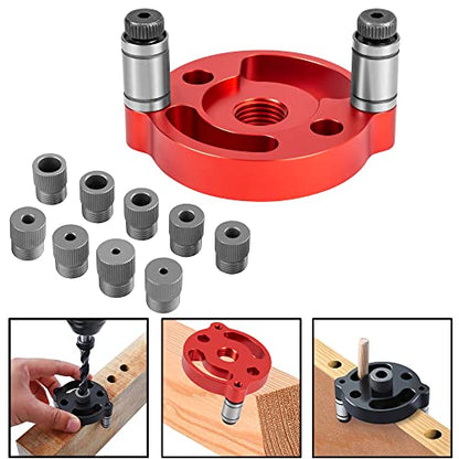 Self Centering Doweling Jig, Dowel Drill Guide 2/3/4/5/6/7/8/9/10mm Handheld Drill Guide for Straight Holes Wood Panel Hole Puncher Locator - size: Red Drill Guide 2/3/4/5/6/7/8/9/10mm