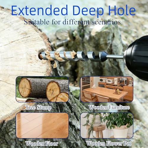 7/8 Inch x 12 Inch Wood Auger Drill Bit for Tree Stump Drilling - size: 7/8 Inch