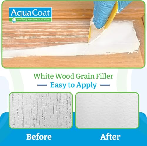 AquaCoat Water-Based White Cabinet Wood Grain Filler Gel – Fast Drying, Low Odor White Wood Filler, Sandable & Paintable for Interior & Exterior Repairs, Upgrades & Restorations, 4 Pack (Pint) - size: 4Pint