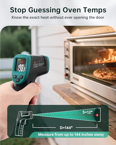 ERICKHILL ROOKMAX Infrared Thermometer Gun, Non-Contact Laser, Adjustable Emissivity, Color LCD, -58°F to 1472°F (-50°C to 800°C), for HVAC, Cooking & BBQ, Automotive, Freezer - Dark Green - color: Color LCD