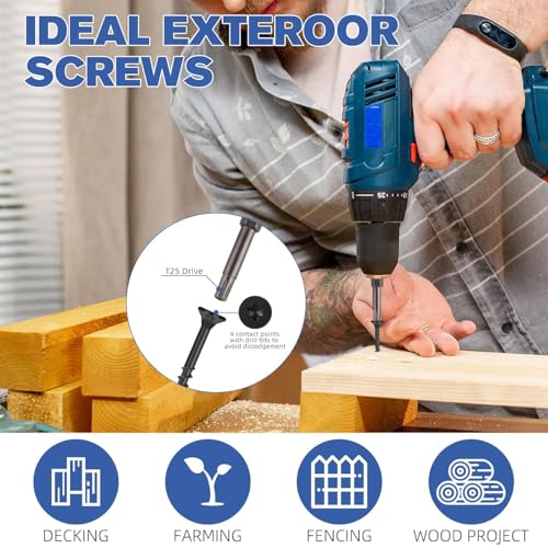 WELLOCKS #8 x 1-1/2 in Black Deck Screws, Trial Size with T25 Bit - size: #8×1-1/2", style: 5.2LBS Black