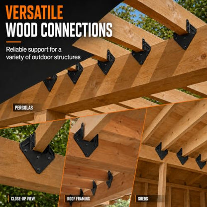 22 Pcs Black Hurricane Tie, 13 Gauge(Thickness 2.2mm) Joist Hangers, Fit 2x4,2x6 Truss to Rafter Connector for Roof Truss Timber, Hurricane Truss Hangers, Rafter Brackets,Hurricane Clips