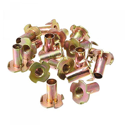 uxcell M8x22mm T-Nuts 4 Pronged Tee Nut Carbon Steel Threaded Inserts for Wood 24pcs - size: M8x22mm