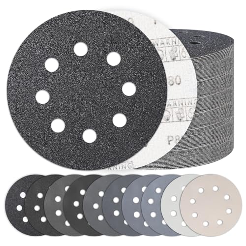 100PCS 5 Inch Sanding Discs Assortment, Wet Dry Hook and Loop Sandpaper - style: MixGrit