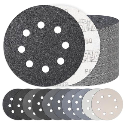 100PCS 5 Inch Sanding Discs Assortment, Wet Dry Hook and Loop Sandpaper - style: MixGrit