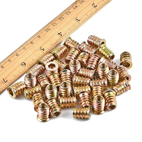 300Pcs 1/4"-20x15mm Hex Nut Inserts Wood Threaded Fastener for Furniture - color: 300 Pcs 1/4"-20 x 15mm