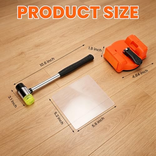 2Pcs Floor Gap Fixer Tool, Dual-Side Striking Vacuum Suction Plank Gap Repair Kit, Enhanced Suction Cup & 4 Reusable Sticky Pads for Laminate, Hardwood, and Vinyl Floor Repair