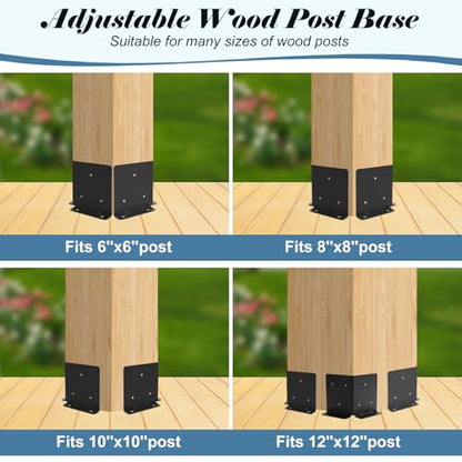 6X6 Post Anchor Base 4Set,Adjustable Post Base for 6x6 8x8 Post - size: 6X6