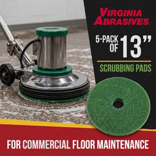 Green Floor Maintenance Pads, Deep Cleaning & Light Stripping, 13" - 5 Pack - size: 13 inches