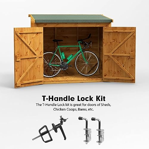 5-Key Double Door Shed Hardware Kit - Includes Barrel Bolt, Latch, and Double Door Hardware for Easy Installation for Gates, playrooms，Added Protection and Versatility - size: L Two-piece set