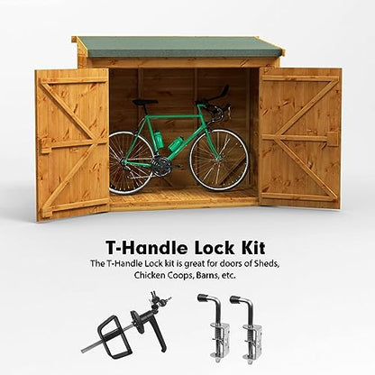 5-Key Double Door Shed Hardware Kit - Includes Barrel Bolt, Latch, and Double Door Hardware for Easy Installation for Gates, playrooms，Added Protection and Versatility - size: L Two-piece set