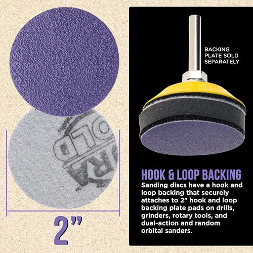 Dura-Gold Premium 60 Grit 2" Purple Film Ceramic Sanding Discs, Box of 20 - style: 60 Grit
