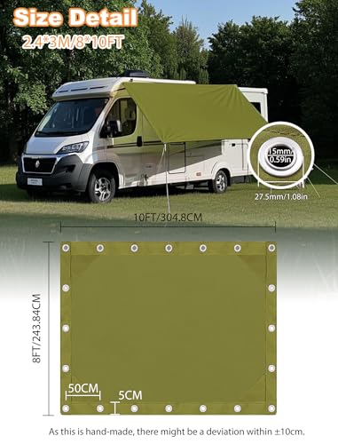 Canvas Tarp 8x10ft 22Mil Water-Resistant Tarps with Aluminum Grommets, 14OZ UV-Resistant Tarpaulin,Heavy-Duty Multi-Use Cloth Covers for Wood/Car/Roof/Boat/Camp/Canopy - color: Olive Green, size: 8'*10'