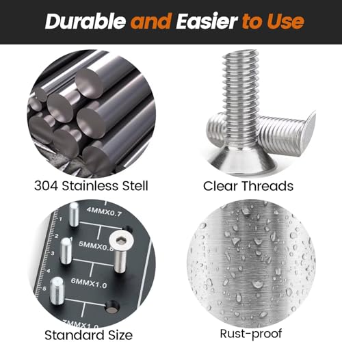 M2.5 x 14mm 80 Pcs Flat Head Socket Cap Screws, Countersunk Bolts, DIN 7991, 304 Stainless Steel, Fully Threaded, Bright Finish, Allen Hex Drive, for Furniture, DIY, 3D Printing - size: M2.5 x 14mm-80 PCS