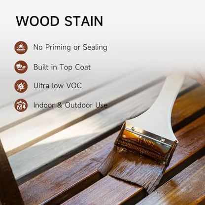 32 Oz Wood Stain and Sealer in One, Transparent, with Tools - color: Transparent, size: 32 FL.OZ