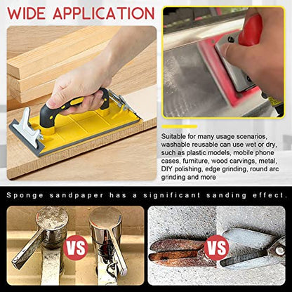Hilitchi 33pcs 11 Sizes Wet and Dry Dual-Use Grit Sanding Sponge Ultra Fine Sanding Sponges Sanding Pads Kit, Flexible Soft Foam Sand Block for for Wood Metal Polishing