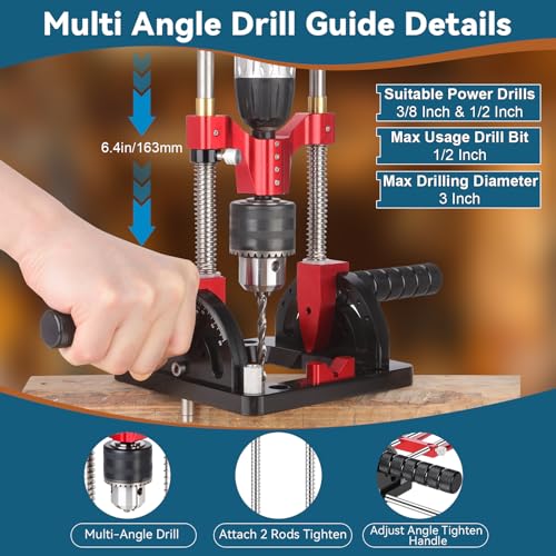 Portable Drill Guide, Multi Angle Drill Guide for Straight Holes