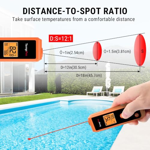 TempPro TempScan Mini-Sized Infrared Thermometer Gun for HVAC Engine BBQ - style: IR Thermometer with Laser