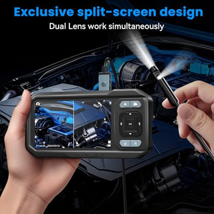KIRFEIHT Endoscope Camera with Light, Dual Lens Borescope Camera with Light - style: Dual-Lens