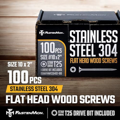 304 Stainless Steel Deck Screws, #10 x 2, 100 PCS - size: #10 x 2", style: 100 PCS