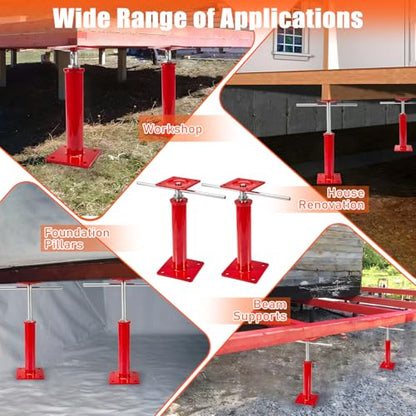 6 Pack House Jacks for Leveling Crawlspace, 11" - 16" Height Range, 11023 lbs Max Load Capacity, House Floor Jacks Post Pole for Leveling