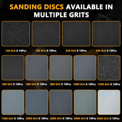 140 Pcs 3 inch Sanding Discs Wet Dry Sandpaper,120 180 240 320 400 600 800 1000 1200 1500 2000 2500 3000 5000 Grit Assortment Hook & Loop Sandpaper for Automotive Wood Metal Glass Polishing - size: 3in grit 120-5000