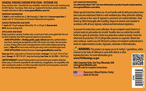 General Finishes Enduro RTM Water Based Wood Stain, 1 Quart, Tint Base Clear - color: Tint Base Clear, size: 1 Quart