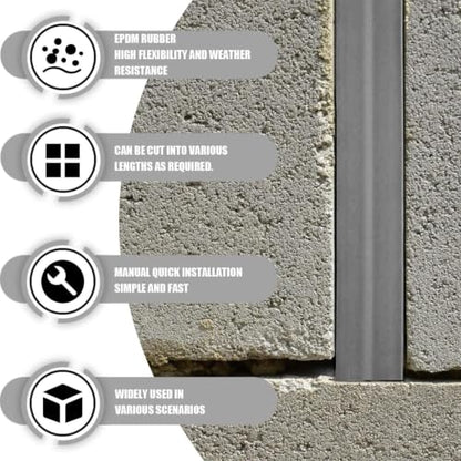 Concrete Expansion Joint Strips 50Ft EPDM Rubber 3/4Inch Crack Repair Strip - size: 50 ft long and 3/4" Wide