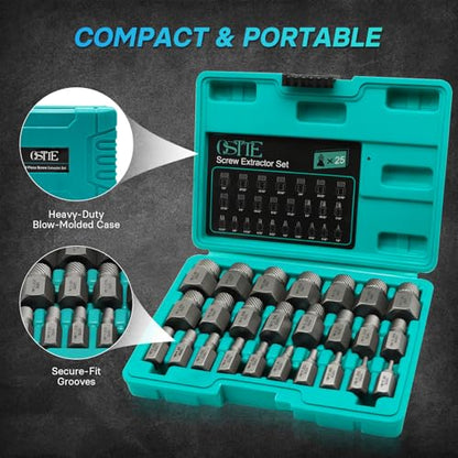 25Pcs Screw Bolt Extractor Set, Multi-Spline Easy Out Kit - size: 25 Piece