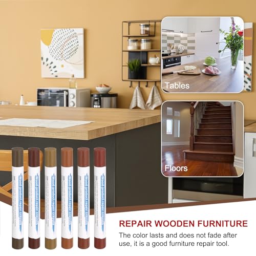 HARFINGTON Wood Filler Sticks 6 Colors Wooden Wax Touch Up Furniture Repair Crayons for Brown, Red, Begonia, Red Oak, Light Teal, Light Red Maple - color: Red Series