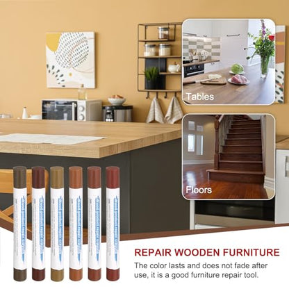 HARFINGTON Wood Filler Sticks 6 Colors Wooden Wax Touch Up Furniture Repair Crayons for Brown, Red, Begonia, Red Oak, Light Teal, Light Red Maple - color: Red Series