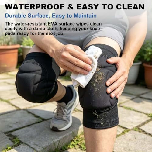 Knee Pads for Gardening Men Women, Thick Foam Kneeling Cushion, Black M - size: Medium