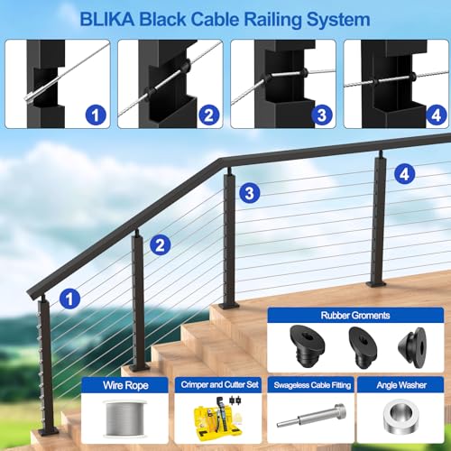 BLIKA 20 Pack 1/8" Invisible Cable Railing Kit,for Wood/Metal Deck Posts - size: 1/8"