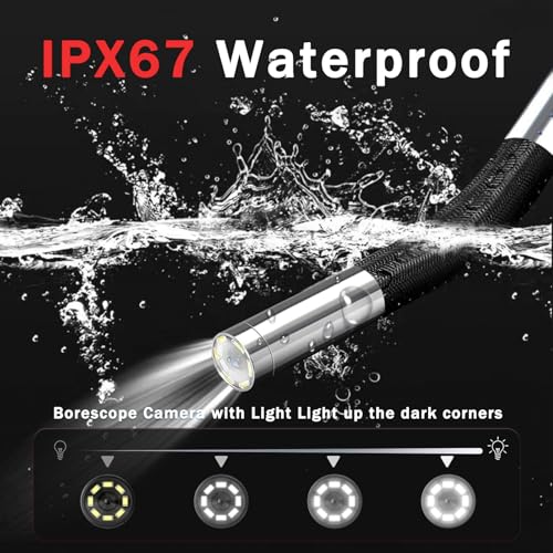 2-Way Articulating Borescope w/Light,0.24in Probe Endoscope for Auto Engine - size: Single Lens