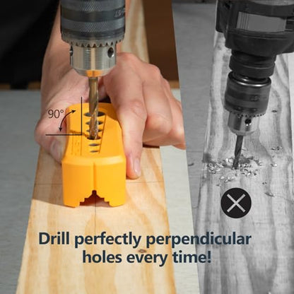 POWERTEC Drill Guide - Multi-Functional Drill Jig Block w/ 6 Common Drill Bit Sizes - for Straight Drilling Holes, Woodworking Tool, 2 PK (71971-P2) - style: 2PK Multi-Functional Drill Guide Jig Block