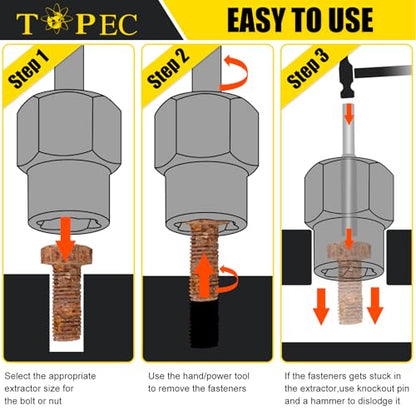 TOPEC Bolt Extractor Kit, 35-Piece Stripped Bolt Extractor Socket Set - size: 35-piece