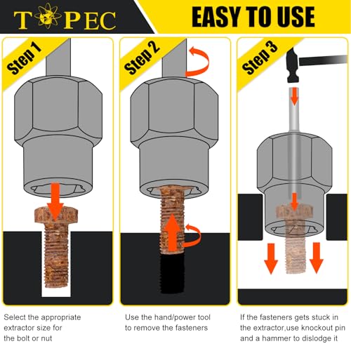 TOPEC Bolt Extractor Kit, 35-Piece Stripped Bolt Extractor Socket Set - size: 35-piece